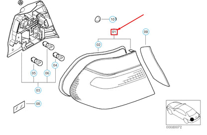 NEW BMW 3 COUPE E46 REAR RIGHT SIDE PANEL TAIL LIGHT 63218364726 ORIGINAL