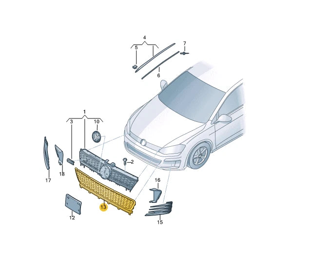 NEW VOLKSWAGEN GOLF 2016 FRONT BUMPER CENTER LOWER GRILLE 5GM853677D9B9