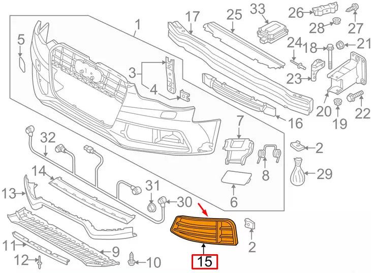 NEW AUDI RS5 8T QUATTRO FRONT BUMPER LEFT GRILLE 8T0807681FT94 GENUINE