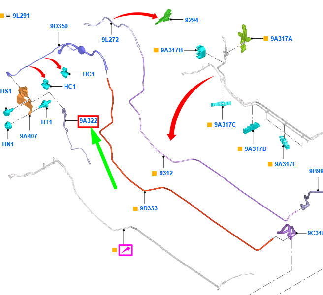 new ford grand c-max mk2 fuel feed tube fv41-9k263-de 2007302 original