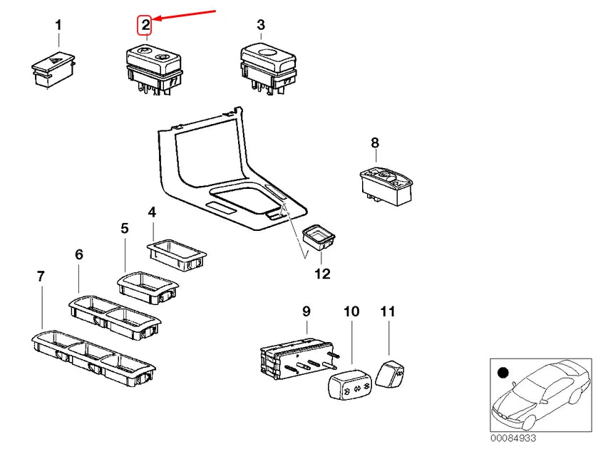 NEW BMW 3 E36 REAR DOOR WINDOW LIFTER SWITCH 61311393361 ORIGINAL