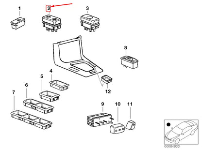 NEW BMW 3 E36 REAR DOOR WINDOW LIFTER SWITCH 61311393361 ORIGINAL