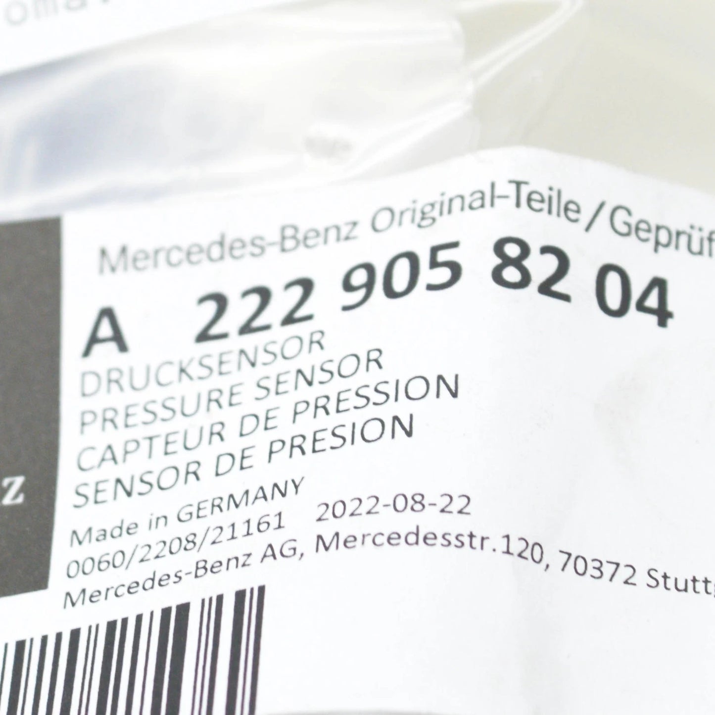 NEW MB S W222 FRONT PEDESTRIAN PROTECTION PRESSURE SENSOR A2229058204