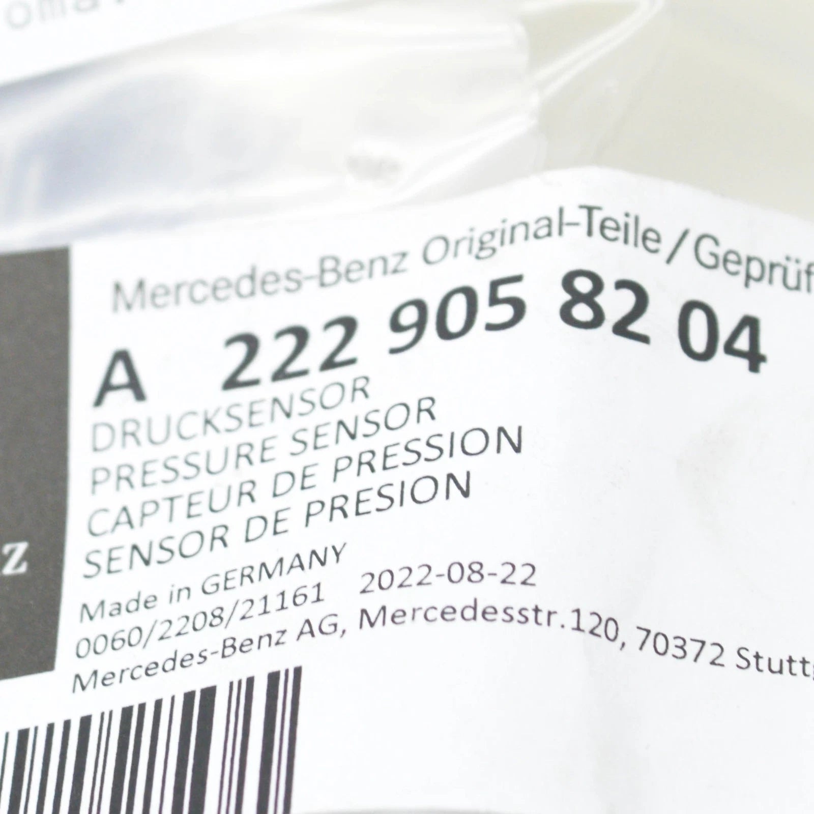 NEW MB S W222 FRONT PEDESTRIAN PROTECTION PRESSURE SENSOR A2229058204