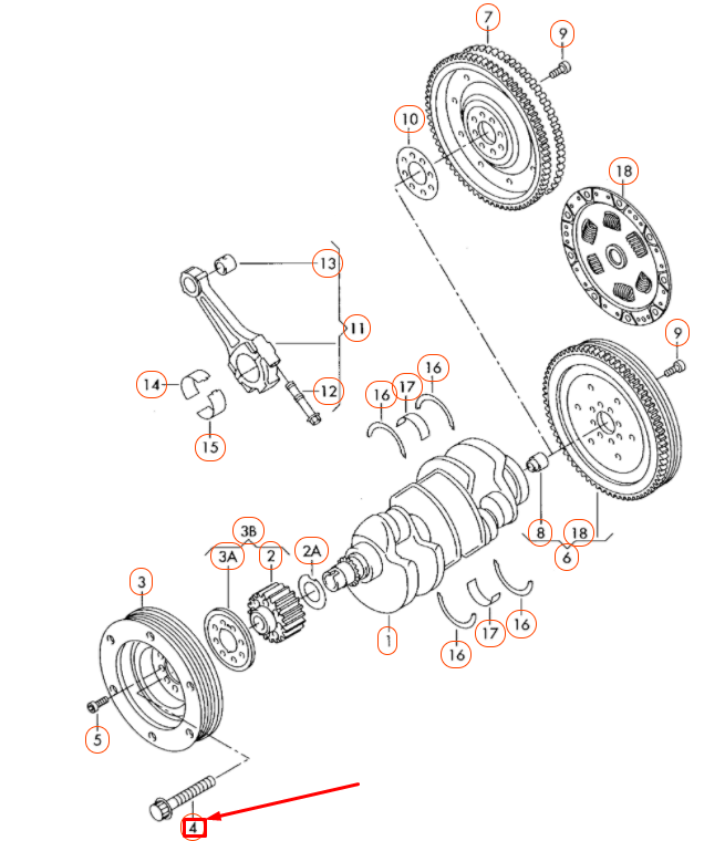 NEW AUDI A4 B7 CRANKSHAFT GEAR 12-POINT HEAD BOLT 078105229D ORIGINAL
