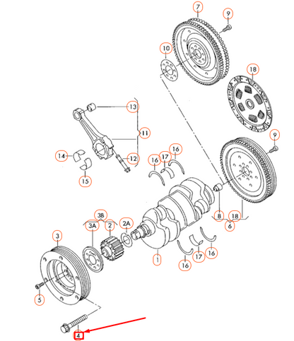 NEW AUDI A4 B7 CRANKSHAFT GEAR 12-POINT HEAD BOLT 078105229D ORIGINAL