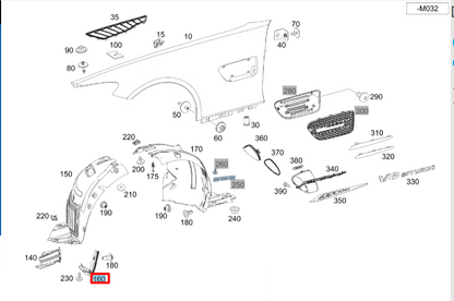 NEW MERCEDES-BENZ AMG GT C190 FRONT RIGHT WHEEL ARCH COVER A1908840400 ORIGINAL