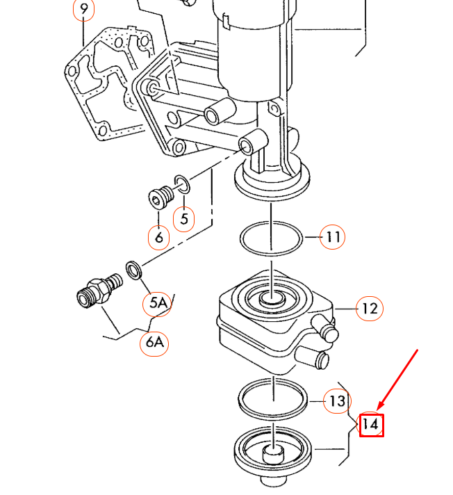 NEW AUDI A4 B6 ENGINE OIL COOLER COVER CAP 038117061C ORIGINAL