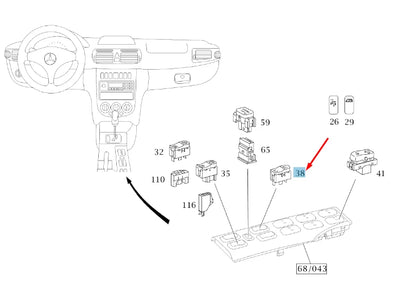 NEW MB VANEO W414 CENTRE CONSOLE VENT WINDOW SWITCH A4145450707 ORIGINAL