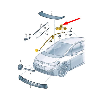 NEW VOLKSWAGEN ID.3 E11 FRONT RIGHT ROOF CHANNEL 10A853702ATO8 ORIGINAL