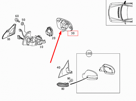 NEW MERCEDES-BENZ SL R230 RIGHT DOOR WING MIRROR GLASS A1718101021 ORIGINAL
