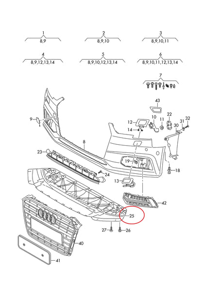 NEW AUDI A4 B9 FRONT BUMPER DEFLECTOR 8W0807611A ORIGINAL