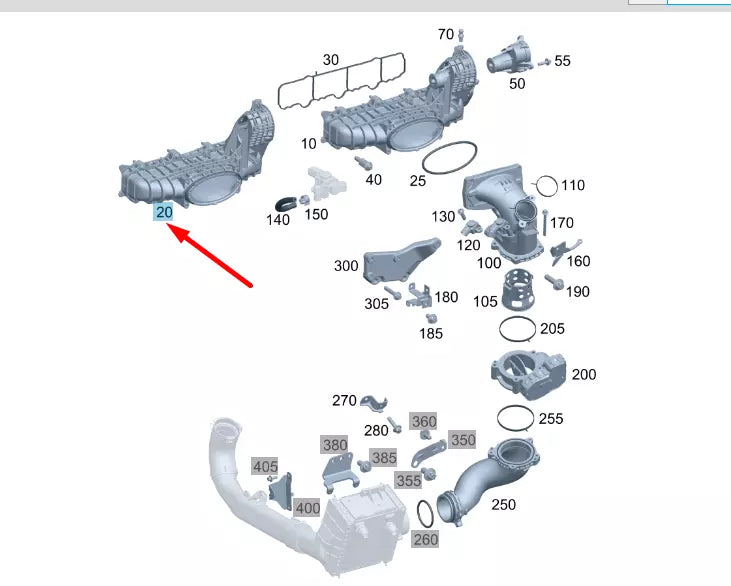 NEW MERCEDES-BENZ C W204 INTAKE MANIFOLD AIR LINE A6510903037