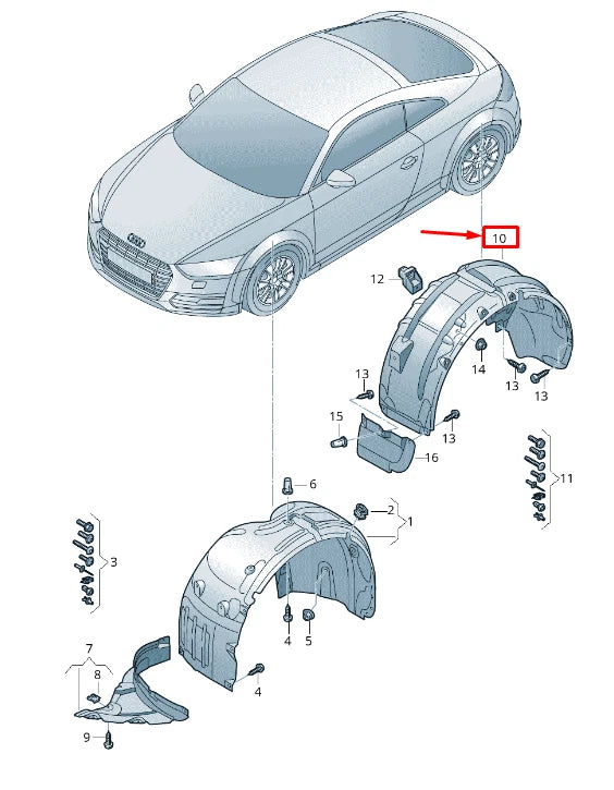 NEW AUDI TT FV REAR LEFT INNER FENDER LINER 8S0810171A