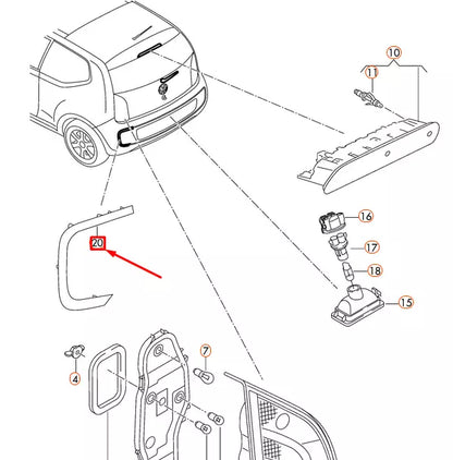 NEW VOLKSWAGEN UP REAR LIGHT REFLECTOR LEFT 12E945105A