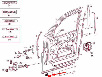 NEW MB ML W163 FRONT DOOR PROTECTIVE STRIP SNAP FASTENER A0029884181 ORIGINAL