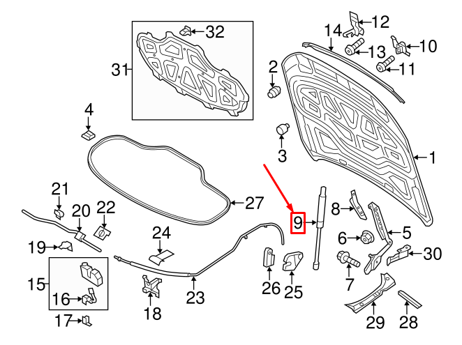 NEW AUDI A8 4H FRONT HOOD STRUT 4H0823359D ORIGINAL
