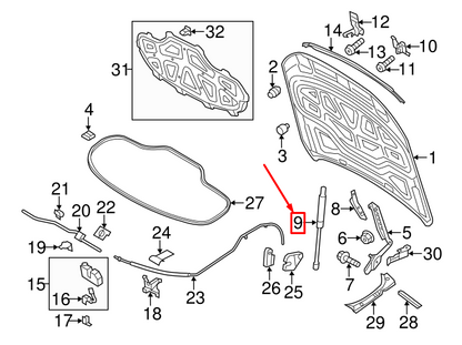 NEW AUDI A8 4H FRONT HOOD STRUT 4H0823359D ORIGINAL