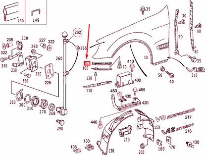 NEW MERCEDES-BENZ S W220 FRONT RIGHT FENDER BRACKET A2208801214 ORIGINAL