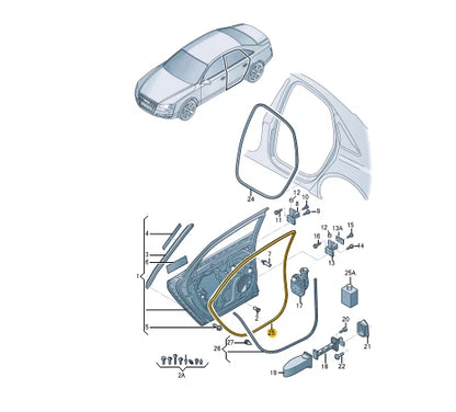 NEW AUDI A8 4H REAR DOOR SEALING RUBBER 4H4839911A