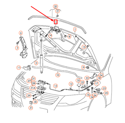 NEW VOLKSWAGEN PASSAT CC ENGINE HOOD CATCH HOOK 3C8823480A ORIGINAL