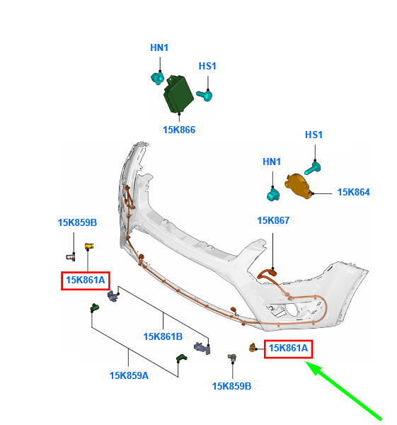 new ford kuga c394 mk1 front bumper parking aid system mount 1316909 original