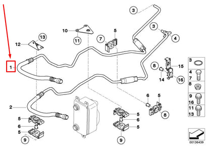 NEW BMW 7 E65, E66, E67 OIL COOLING PIPE INLET 7508028 17227508028 ORIGINAL