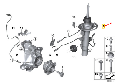 new bmw x3 g01 front left vdc spring strut 37106887157 original