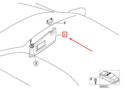 NEW BMW 3 E46 FRONT RIGHT SUN VISOR 51167024786 7024786 ORIGINAL