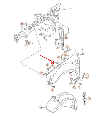 NEW AUDI A3 8PA SPORTBACK FRONT FENDER CENTER BRACKET 8P0821467 ORIGINAL