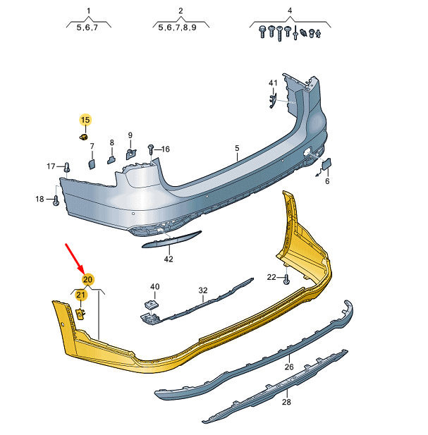 new audi a6 c8 rear bumper lower cover 4k9807417agru original