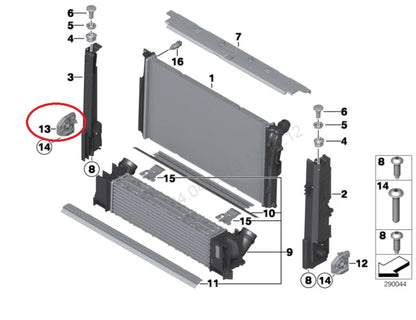 NEW BMW 3 F30 RADIATOR SUPPORT BRACKET RIGHT SIDE 17118620733 2016 ORIGINAL