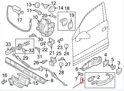NEW VW TOUAREG 7P FRONT LEFT DOOR EXTERIOR HANDLE 7P6837205GGRU ORIGINAL