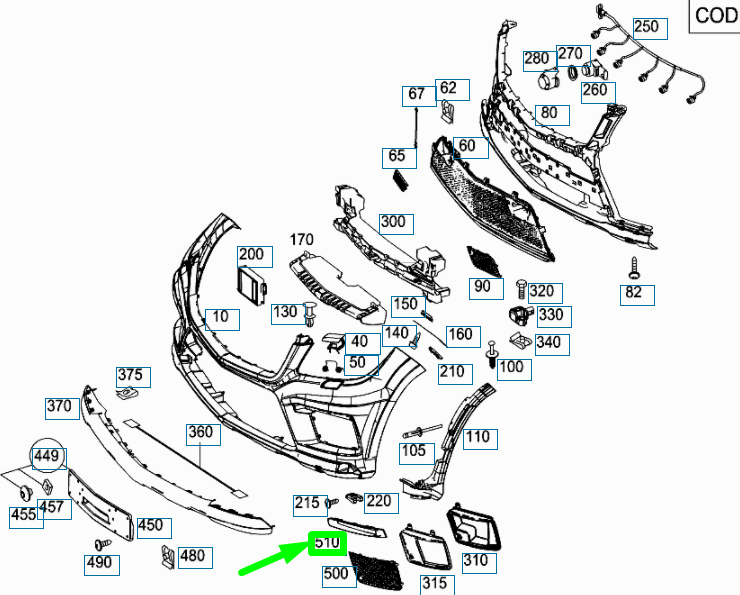 NEW MERCEDES-BENZ GLS X166 FRONT RIGHT BUMPER MOLDING A1668852874 ORIGINAL