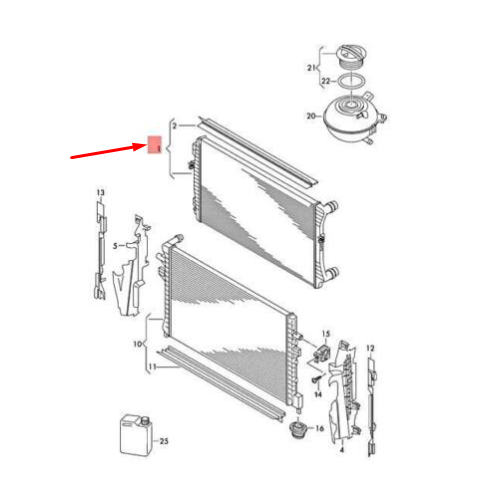 new vw touran 5t engine radiator 5q0121251gq original