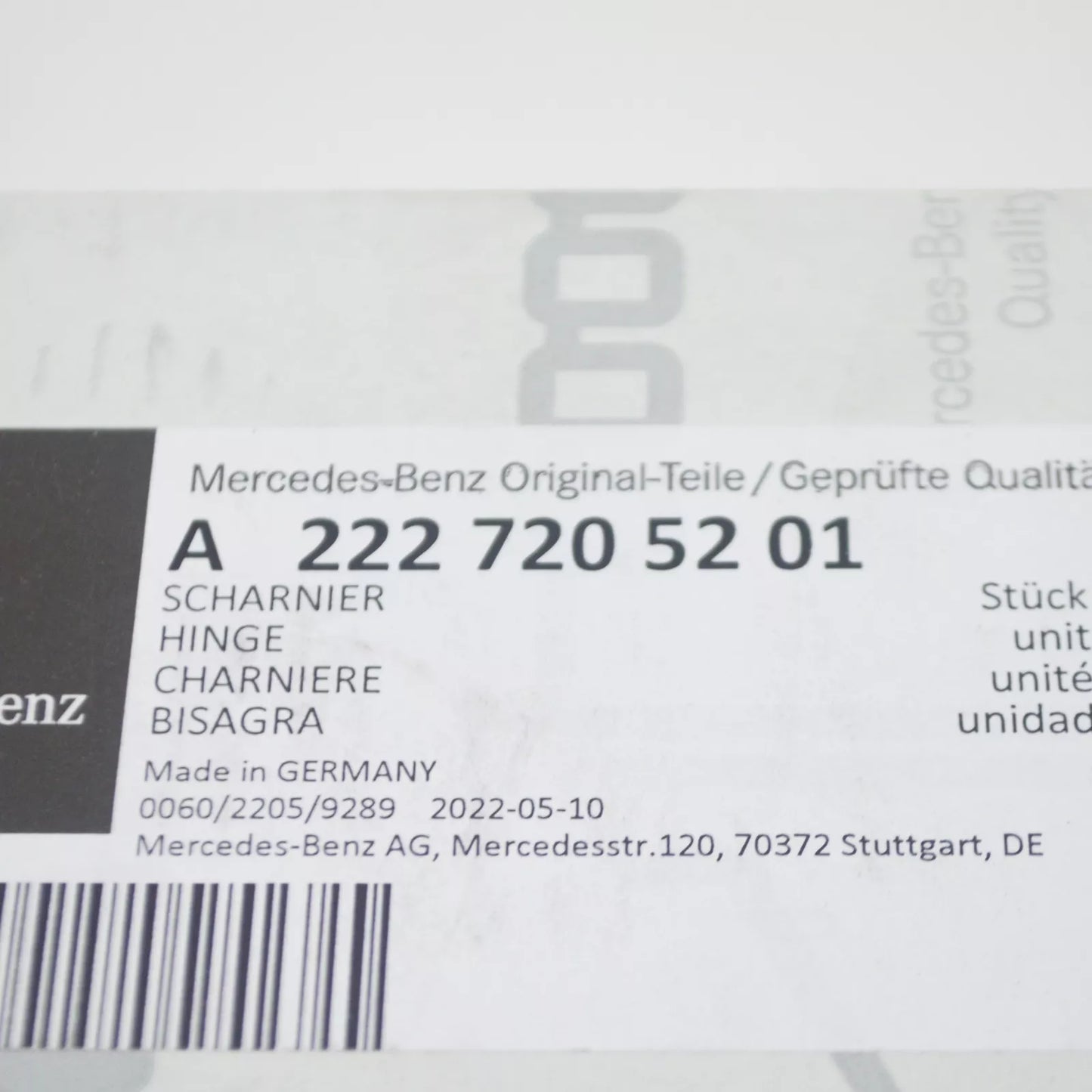 NEW MERCEDES-BENZ S W222 FRONT RIGHT DOOR LOWER HINGE A2227205201