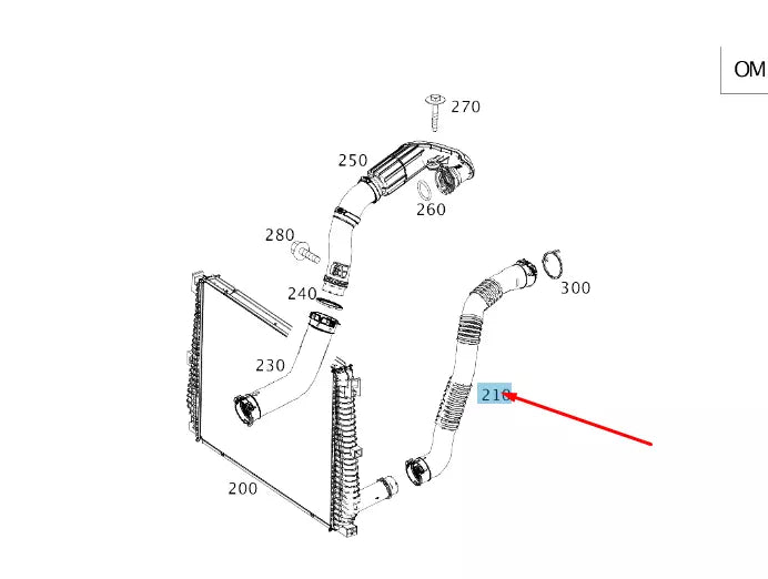 NEW MERCEDES-BENZ C W205 LEFT CHARGE AIR COOLER HOSE A2055280300 ORIGINAL