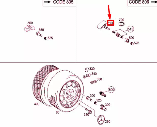 NEW MERCEDES-BENZ E W211 TYRE PRESSURE SENSOR A0025407917 ORIGINAL