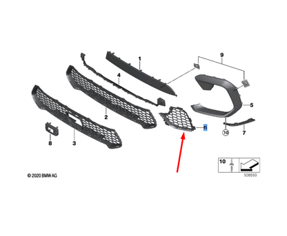 new bmw x6 m f96 front bumper right open grille 8076402 51118076402 original