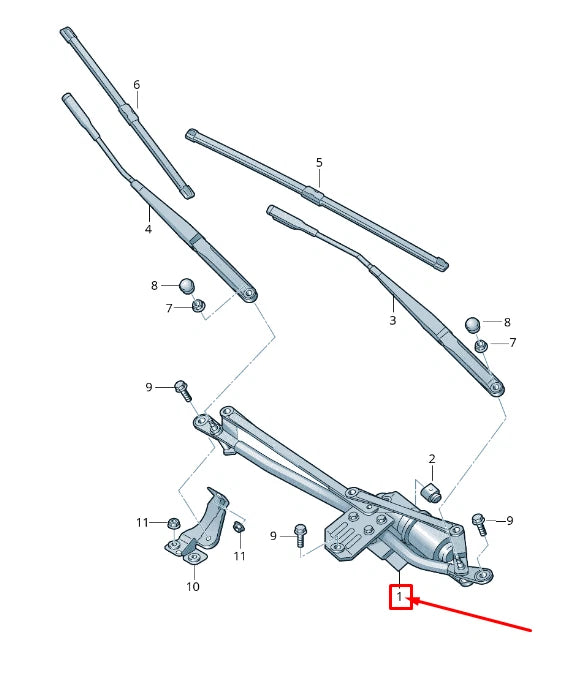NEW AUDI TT 8J FRONT WINDSHIELD WIPER MECHANISM RHD 8J2955023D ORIGINAL
