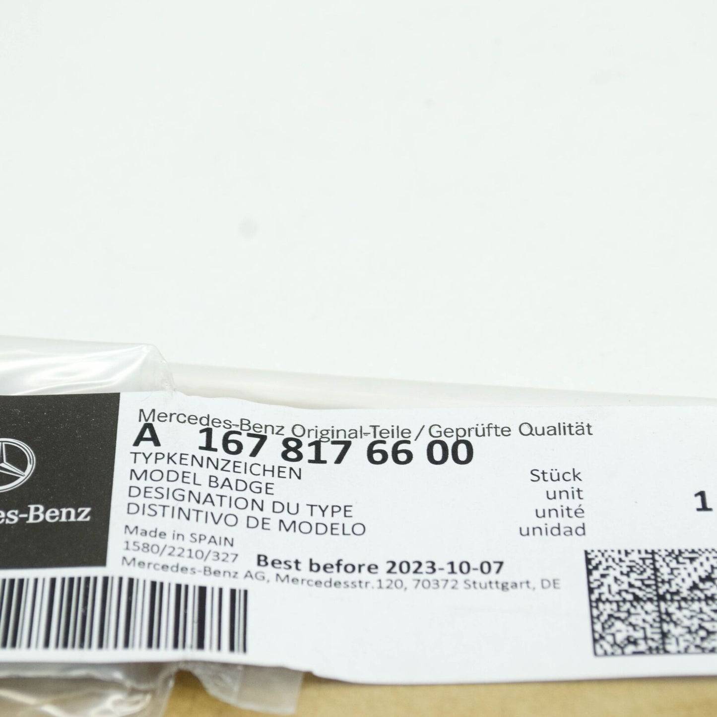 NEW MERCEDES-BENZ GLE W167 AMG FRONT FENDER WING BADGE A1678176600 ORIGINAL