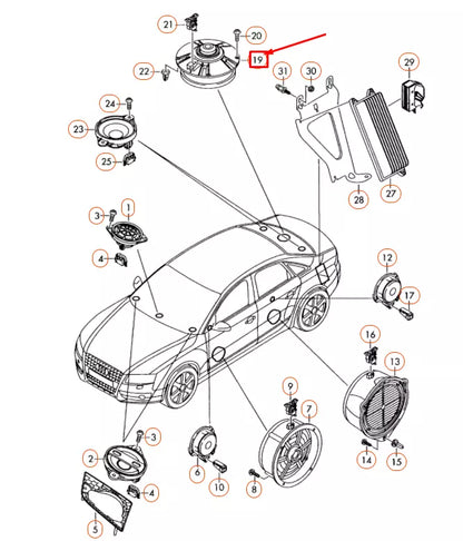 NEW AUDI A4 B8 REAR PANEL SHELF BASS LOUDSPEAKER 8T0035412D ORIGINAL