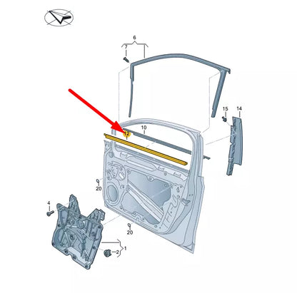 NEW VW GOLF MK8 FRONT LEFT DOOR WINDOW INNER APERTURE SEAL 5H4837479