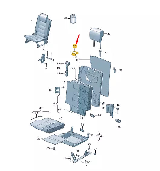NEW VOLKSWAGEN TOURAN 1T 3. SEAT BENCH LEFT COVER 1T088521971N ORIGINAL