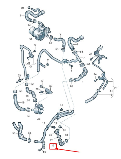 NEW VW T-ROC A1 ENGINE COOLANT HOSE 5Q0122157AJ ORIGINAL