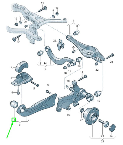 NEW VOLKSWAGEN ARTEON 3H7 REAR AXLE GUIDE BONDED RUBBER BUSH 3Q0505541A