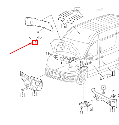 new vw crafter sz mk2 front bonnet flap sound absorber lhd 7c1863831a original
