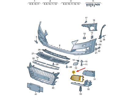 NEW AUDI TT FV MK3 FRONT BUMPER RIGHT AIR GUIDE GRILLE 8S0807682H9B9 ORIGINAL