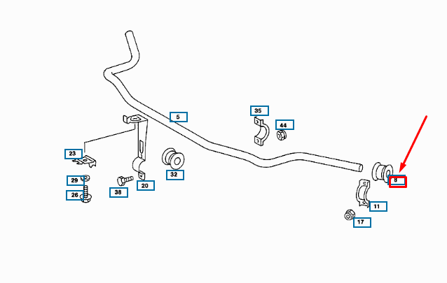 NEW MERCEDES-BENZ 190 W201 FRONT TORSION BAR RUBBER MOUNTING A1243235085