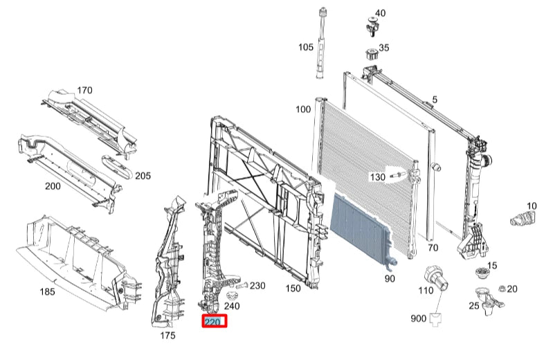 NEW MERCEDES-BENZ VITO FURGON W447 RIGHT RADIATOR SUPPORT A4475040200 ORIGINAL